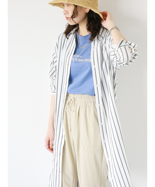 Samansa Mos2 blue（サマンサモスモスブルー）の「【接触冷感】マルチスタイルシャツワンピース（ワンピース・レディース・イエロー/サックスブルー/チャコール/グリーン/ブラック/オフホワイト/ネイビー・LARGE/MEDIUM）」の17枚目の写真