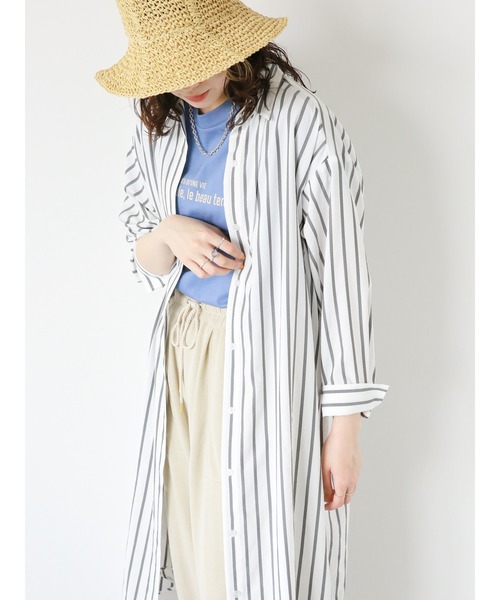 Samansa Mos2 blue（サマンサモスモスブルー）の「【接触冷感】マルチスタイルシャツワンピース（ワンピース・レディース・イエロー/サックスブルー/チャコール/グリーン/ブラック/オフホワイト/ネイビー・LARGE/MEDIUM）」の18枚目の写真