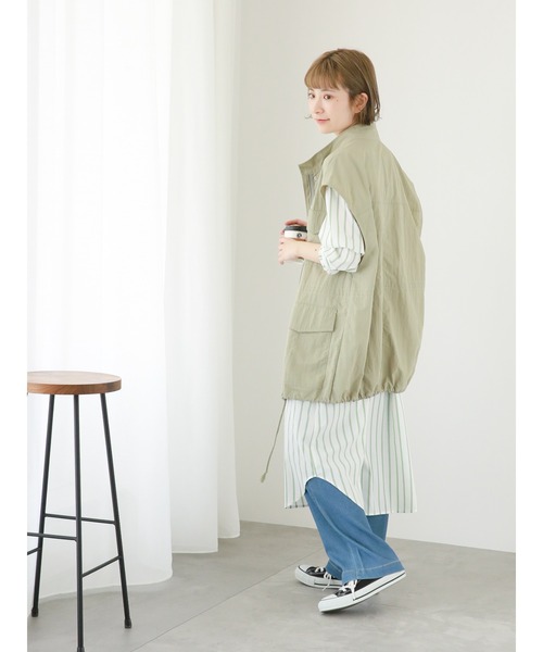 Samansa Mos2 blue（サマンサモスモスブルー）の「【接触冷感】マルチスタイルシャツワンピース（ワンピース・レディース・イエロー/サックスブルー/チャコール/グリーン/ブラック/オフホワイト/ネイビー・LARGE/MEDIUM）」の21枚目の写真