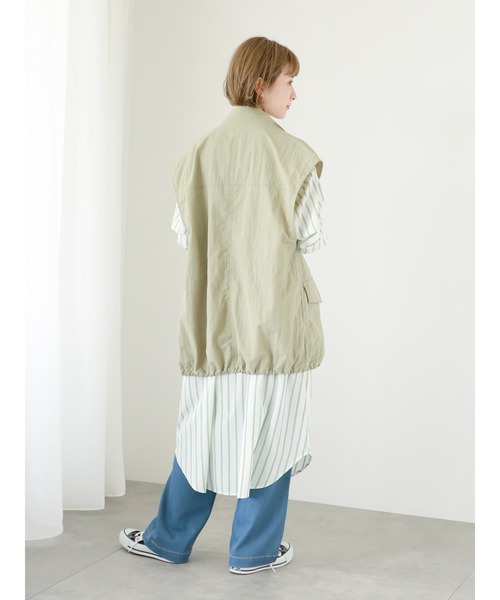 Samansa Mos2 blue（サマンサモスモスブルー）の「【接触冷感】マルチスタイルシャツワンピース（ワンピース・レディース・イエロー/サックスブルー/チャコール/グリーン/ブラック/オフホワイト/ネイビー・LARGE/MEDIUM）」の22枚目の写真