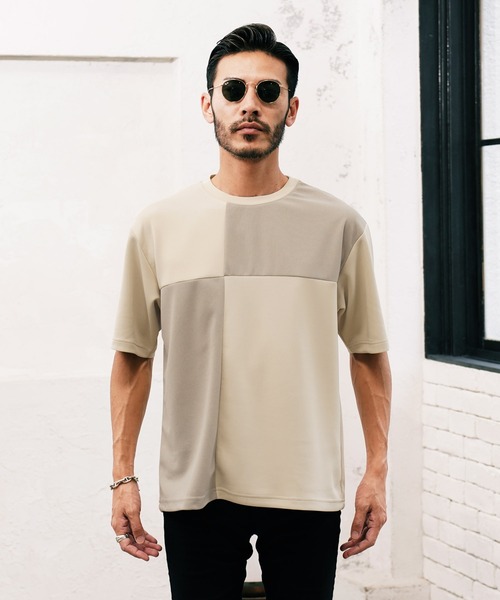 jiggys shop(ジギーズショップ)の「ポンチ×梨地 異素材切り替え Tシャツ(Tシャツ/カットソー・メンズ・オフホワイト/ライトグレー/ネイビー/ベージュ・LARGE/MEDIUM/X-LARGE)」の16枚目の写真