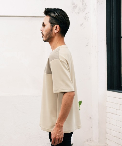 jiggys shop(ジギーズショップ)の「ポンチ×梨地 異素材切り替え Tシャツ(Tシャツ/カットソー・メンズ・オフホワイト/ライトグレー/ネイビー/ベージュ・LARGE/MEDIUM/X-LARGE)」の17枚目の写真