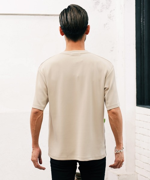 jiggys shop(ジギーズショップ)の「ポンチ×梨地 異素材切り替え Tシャツ(Tシャツ/カットソー・メンズ・オフホワイト/ライトグレー/ネイビー/ベージュ・LARGE/MEDIUM/X-LARGE)」の18枚目の写真