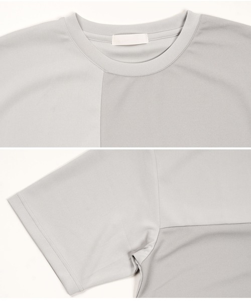 jiggys shop(ジギーズショップ)の「ポンチ×梨地 異素材切り替え Tシャツ(Tシャツ/カットソー・メンズ・オフホワイト/ライトグレー/ネイビー/ベージュ・LARGE/MEDIUM/X-LARGE)」の14枚目の写真