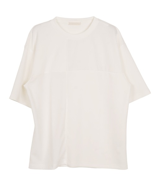 jiggys shop(ジギーズショップ)の「ポンチ×梨地 異素材切り替え Tシャツ(Tシャツ/カットソー・メンズ・オフホワイト/ライトグレー/ネイビー/ベージュ・LARGE/MEDIUM/X-LARGE)」の5枚目の写真