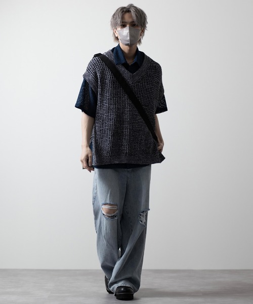 CLEL（クレイル）の「【CLEL】Watermark Knitting Loose Mesh Vest