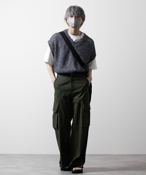CLEL（クレイル）の「【CLEL】Watermark Knitting Loose Mesh Vest/透かし編み ルーズ メッシュニットベスト（ベスト・メンズ・ブラック/グレー/ブラック系/ブラウン/ネイビー・S/M/L/XS）」の16枚目の写真