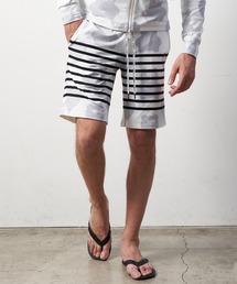 STUD MUFFIN（スタッドマフィン）の「STUD MUFFIN/スタッドマフィン/ベアハートボーダー柄ストレッチナイロン ラッシュショートパンツ（ラッシュガード・メンズ）」