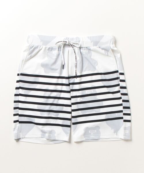 STUD MUFFIN（スタッドマフィン）の「STUD MUFFIN/スタッドマフィン/ベアハートボーダー柄ストレッチナイロン ラッシュショートパンツ（ラッシュガード・メンズ・ブラック/ホワイト・3/2）」の13枚目の写真