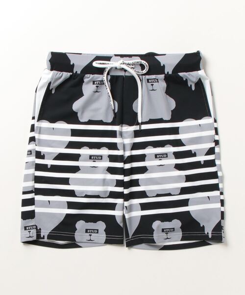 STUD MUFFIN（スタッドマフィン）の「STUD MUFFIN/スタッドマフィン/ベアハートボーダー柄ストレッチナイロン ラッシュショートパンツ（ラッシュガード・メンズ・ブラック/ホワイト・3/2）」の8枚目の写真