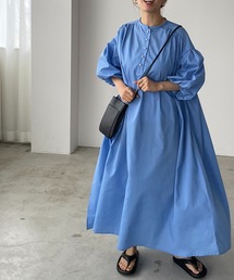 210nouve | パールボタンギャザーワンピース(シャツワンピース)