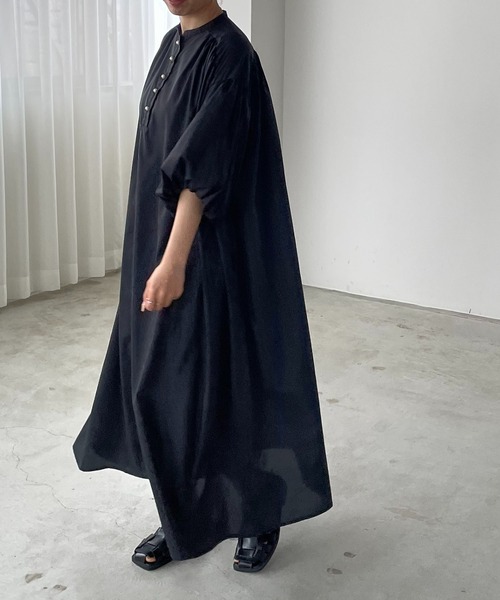 210nouve（トゥージュヌーブ）の「パールボタンギャザーワンピース（シャツワンピース・レディース・ブルー/ブラック/ホワイト・FREE）」の18枚目の写真