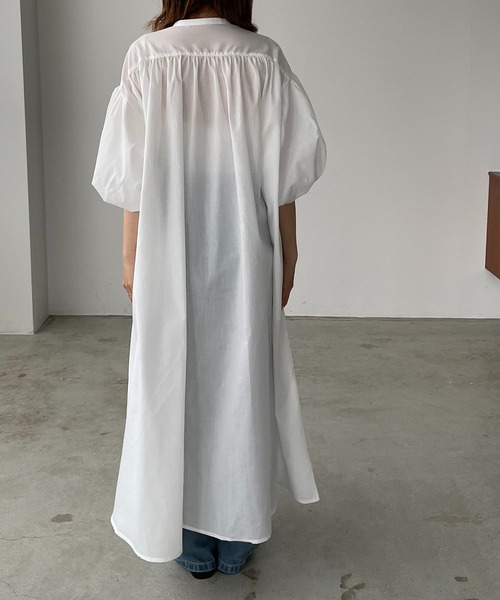 210nouve（トゥージュヌーブ）の「パールボタンギャザーワンピース（シャツワンピース・レディース・ブルー/ブラック/ホワイト・FREE）」の15枚目の写真