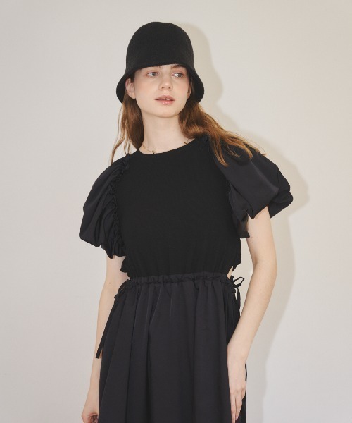 MIRO AMURETTE（ミロアミュレット）の「raglan volume onepiece/リブニットワンピース（ワンピース・レディース・ブラック・SMALL/MEDIUM）」の4枚目の写真