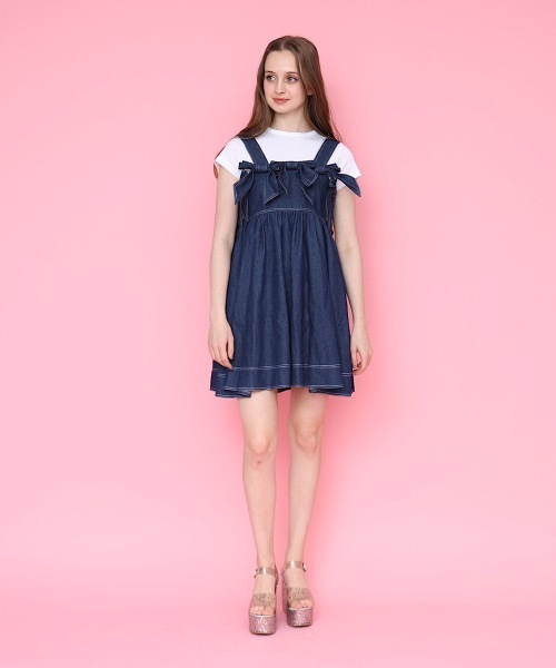 PAIN(ペイン)の「リボンデニムワンピース(ワンピース・レディース・ライトブルー/ブラック/インディゴブルー・FREE)」の7枚目の写真