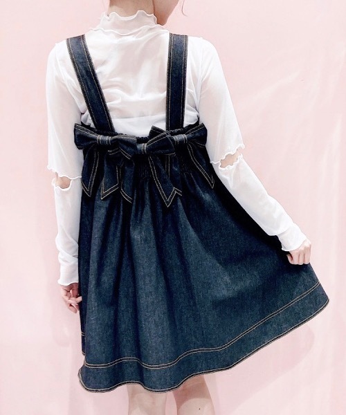 PAIN(ペイン)の「リボンデニムワンピース(ワンピース・レディース・ライトブルー/ブラック/インディゴブルー・FREE)」の11枚目の写真