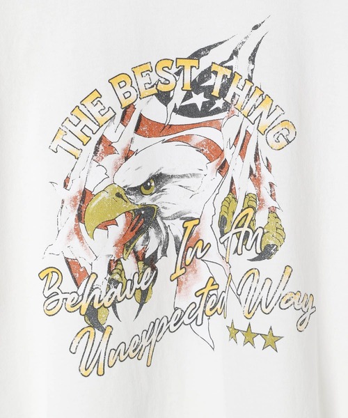 PBLIM（ページボーイリム）の「PBLIM/イーグルモチーフルーズT（Tシャツ/カットソー・レディース・オフホワイト/チャコールグレー/ブラウン・MEDIUM/LARGE）」の11枚目の写真