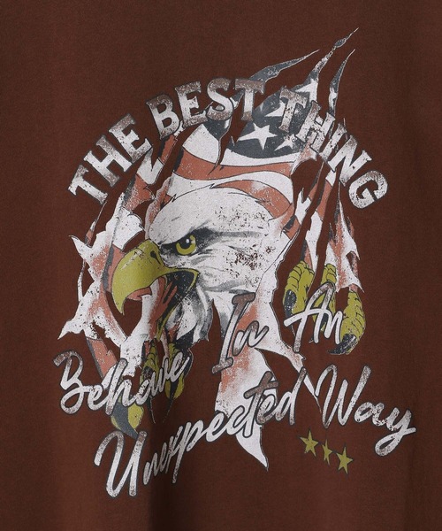 PBLIM（ページボーイリム）の「PBLIM/イーグルモチーフルーズT（Tシャツ/カットソー・レディース・オフホワイト/チャコールグレー/ブラウン・MEDIUM/LARGE）」の15枚目の写真