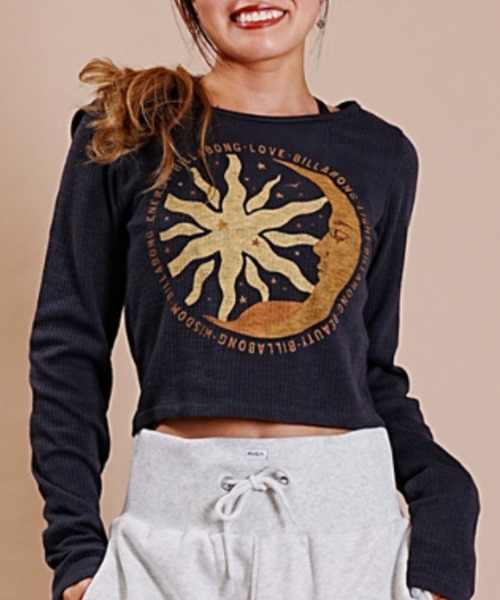 BILLABONG（ビラボン）の「BILLABONG/ビラボン ロンＴ ショート丈 ストレッチ素材 BD014-055（Tシャツ/カットソー・レディース・ホワイト/ブラック/ブルー・M/L）」の3枚目の写真