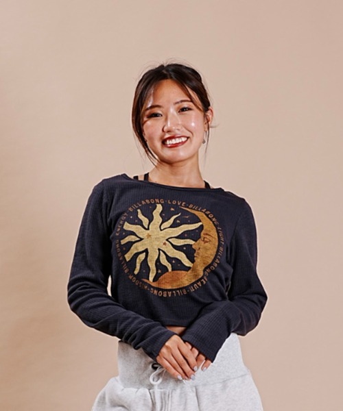 BILLABONG（ビラボン）の「BILLABONG/ビラボン ロンＴ ショート丈 ストレッチ素材 BD014-055（Tシャツ/カットソー・レディース・ホワイト/ブラック/ブルー・M/L）」の4枚目の写真