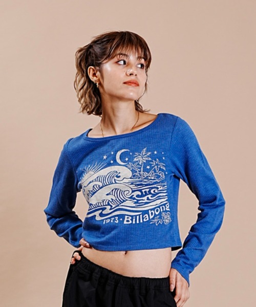 BILLABONG（ビラボン）の「BILLABONG/ビラボン ロンＴ ショート丈 ストレッチ素材 BD014-055（Tシャツ/カットソー・レディース・ホワイト/ブラック/ブルー・M/L）」の15枚目の写真