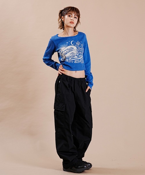 BILLABONG（ビラボン）の「BILLABONG/ビラボン ロンＴ ショート丈 ストレッチ素材 BD014-055（Tシャツ/カットソー・レディース・ホワイト/ブラック/ブルー・M/L）」の18枚目の写真
