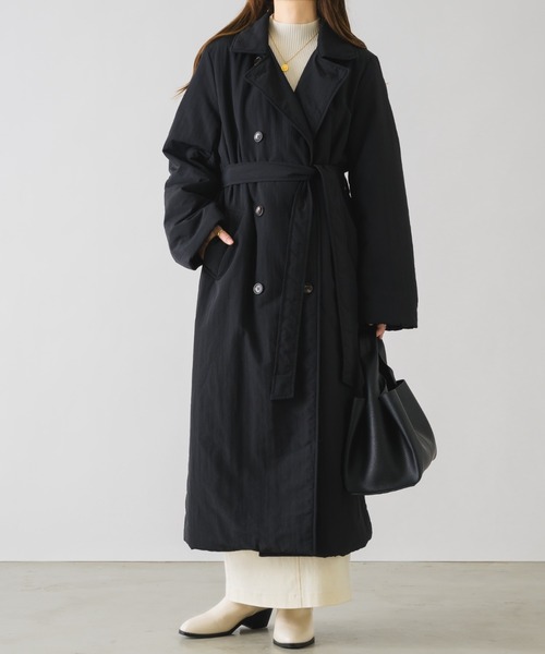 willfully キルティング トレンチ ロングダウン /黒 willfully キルティング トレンチ ロングダウン /黒