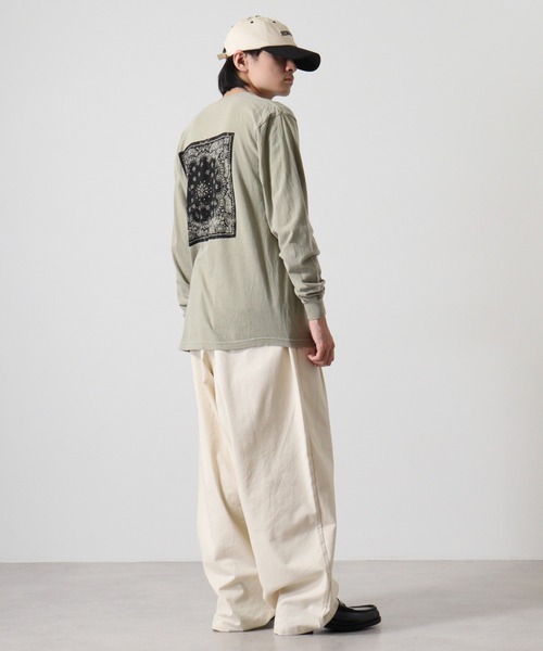 MODISH GAZE（モディシュガゼ）の「MODISH GAZE バンダナ プリント ロンT 天竺 ピグメント加工 長袖（Tシャツ/カットソー・メンズ・ブラック/ホワイト/カーキ/オフホワイト/バーガンディー・M/XL/L）」の20枚目の写真