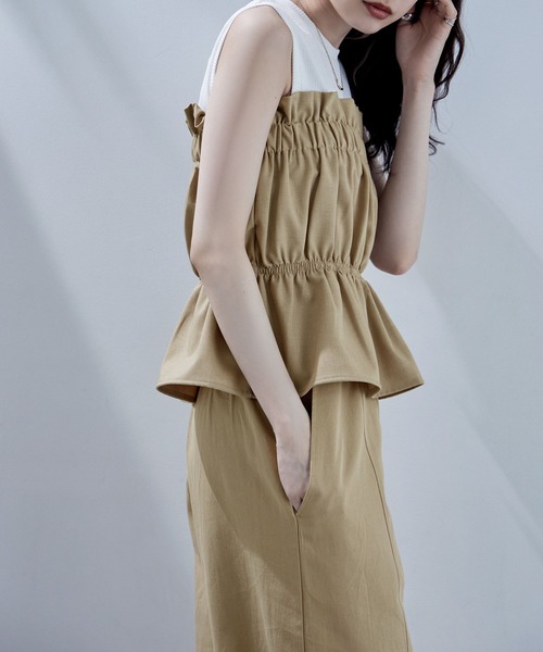 etoll.（エトル）の「リネンタッチギャザーベアトップ（チューブトップ・レディース・ブラック/ベージュ/グレー/ネイビー・M）」の15枚目の写真