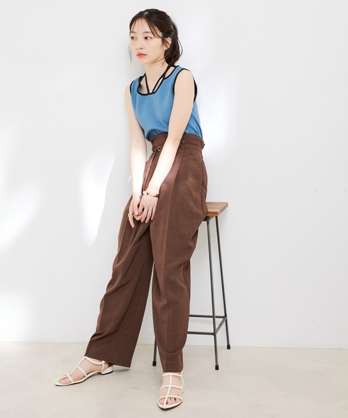 VIS（ビス）の「ネックストラップテレコリブタンクトップ（タンクトップ・レディース・オフホワイト/ブラウン系その他/ブルー系その他4・FREE）」の8枚目の写真