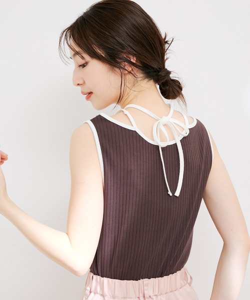 VIS（ビス）の「ネックストラップテレコリブタンクトップ（タンクトップ・レディース・オフホワイト/ブラウン系その他/ブルー系その他4・FREE）」の12枚目の写真