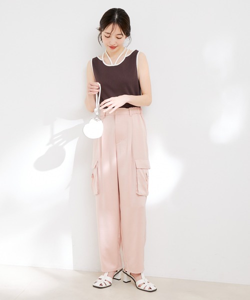 VIS（ビス）の「ネックストラップテレコリブタンクトップ（タンクトップ・レディース・オフホワイト/ブラウン系その他/ブルー系その他4・FREE）」の13枚目の写真