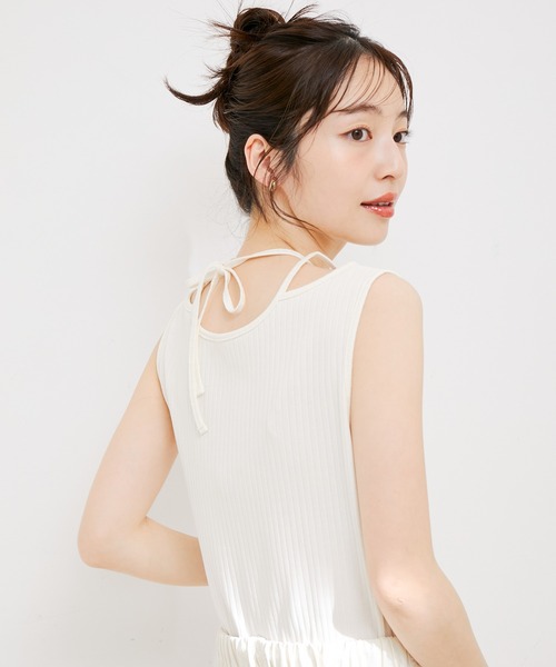 VIS（ビス）の「ネックストラップテレコリブタンクトップ（タンクトップ・レディース・オフホワイト/ブラウン系その他/ブルー系その他4・FREE）」の16枚目の写真