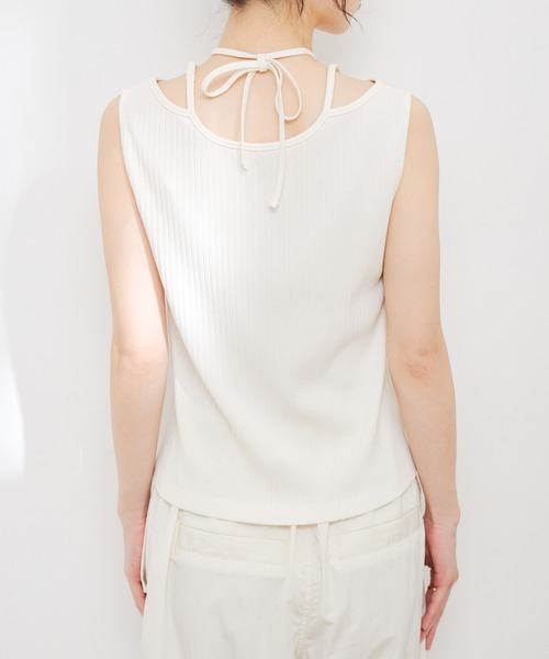 VIS（ビス）の「ネックストラップテレコリブタンクトップ（タンクトップ・レディース・オフホワイト/ブラウン系その他/ブルー系その他4・FREE）」の22枚目の写真