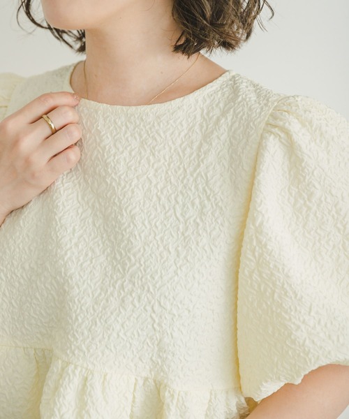 ITEMS URBANRESEARCH（アイテムズ アーバンリサーチ）の「フクレジャガードチュニック（Tシャツ/カットソー・レディース・オフホワイト/ブラック・FREE）」の14枚目の写真