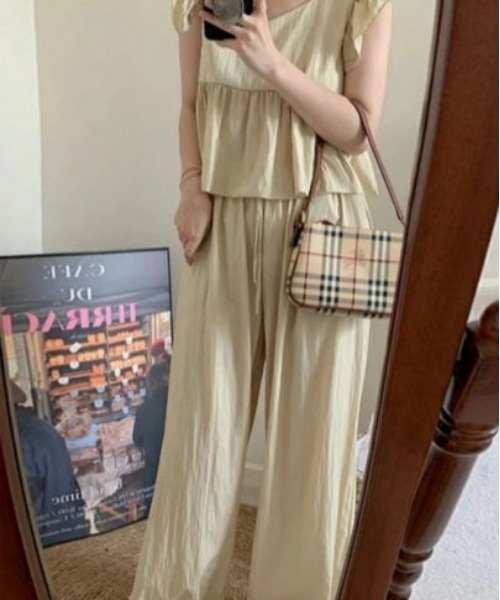 AMELY(エミリー)の「ワイドパンツセットアップ(セットアップ・レディース・カーキ/ブラック/ベージュ・M/L)」の15枚目の写真