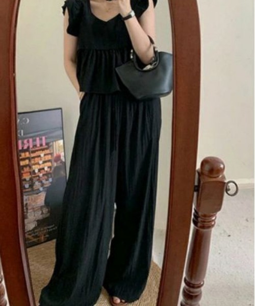 AMELY(エミリー)の「ワイドパンツセットアップ(セットアップ・レディース・カーキ/ブラック/ベージュ・M/L)」の13枚目の写真