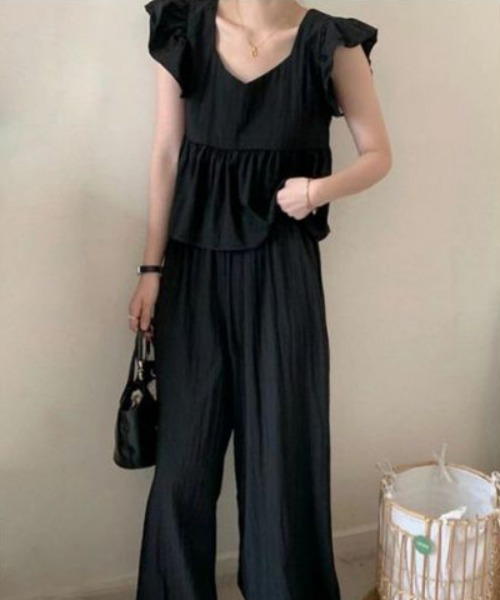 AMELY(エミリー)の「ワイドパンツセットアップ(セットアップ・レディース・カーキ/ブラック/ベージュ・M/L)」の14枚目の写真