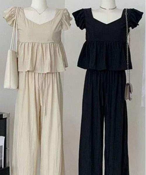 AMELY(エミリー)の「ワイドパンツセットアップ(セットアップ・レディース・カーキ/ブラック/ベージュ・M/L)」の19枚目の写真