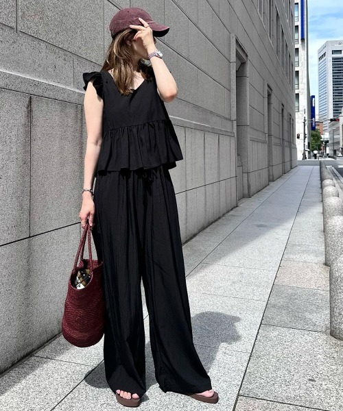 AMELY(エミリー)の「ワイドパンツセットアップ(セットアップ・レディース・カーキ/ブラック/ベージュ・M/L)」の11枚目の写真