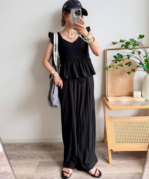 AMELY(エミリー)の「ワイドパンツセットアップ(セットアップ・レディース・カーキ/ブラック/ベージュ・M/L)」の6枚目の写真