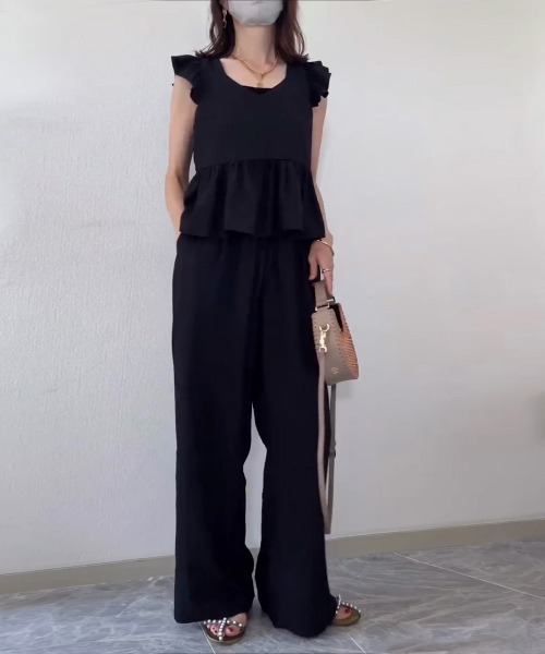 AMELY(エミリー)の「ワイドパンツセットアップ(セットアップ・レディース・カーキ/ブラック/ベージュ・M/L)」の7枚目の写真