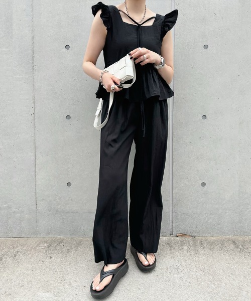 AMELY(エミリー)の「ワイドパンツセットアップ(セットアップ・レディース・カーキ/ブラック/ベージュ・M/L)」の10枚目の写真