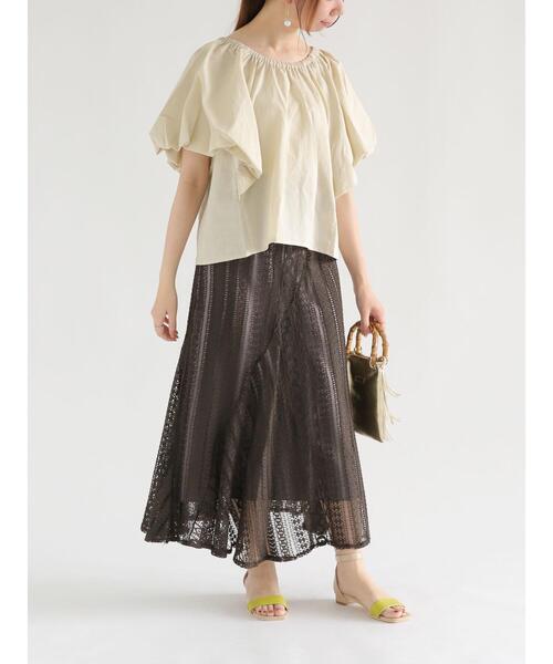 Te chichi（テチチ）の「イレギュラー切替レースロングスカート  