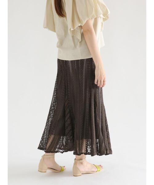 Te chichi（テチチ）の「イレギュラー切替レースロングスカート  