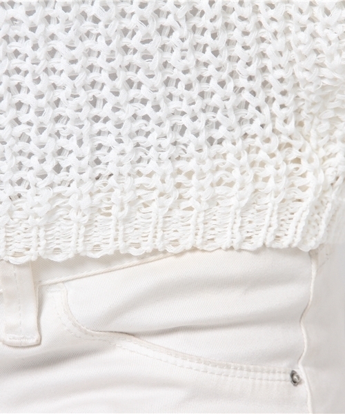 OUTLET（アウトレット）の「【DaTuRa】ショートモモンガVニット半袖（ニット/セーター・レディース・サックスブルー/ホワイト・FREE）」の8枚目の写真