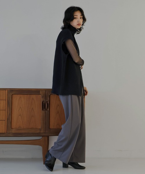 hellam（へラム）の「ハイネックニットベスト（ベスト・レディース・杢グレー/アイボリー/ブラック/ホワイト/グレイッシュベージュ・FREE）」の12枚目の写真