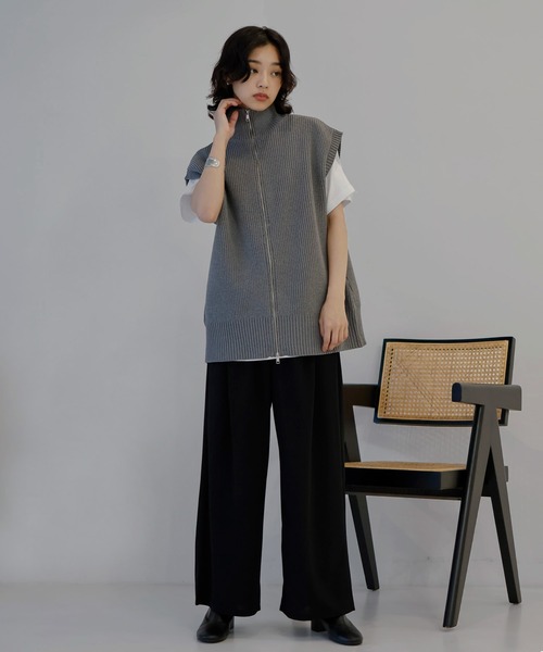 hellam（へラム）の「ハイネックニットベスト（ベスト・レディース・杢グレー/アイボリー/ブラック/ホワイト/グレイッシュベージュ・FREE）」の17枚目の写真