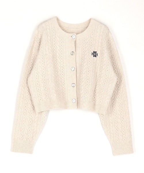179/WG(イチナナキュウダブルジー)の「ロゴ刺繍入りケーブルニットショートカーディガン(カーディガン/ボレロ・レディース・グレー/オフホワイト/グリーン・FREE)」の5枚目の写真