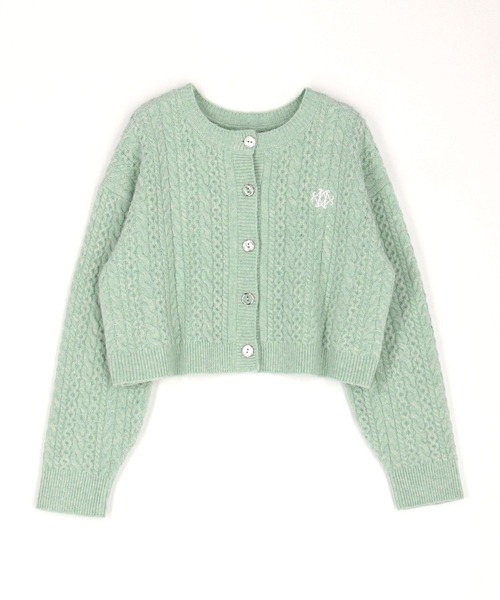 179/WG(イチナナキュウダブルジー)の「ロゴ刺繍入りケーブルニットショートカーディガン(カーディガン/ボレロ・レディース・グレー/オフホワイト/グリーン・FREE)」の6枚目の写真